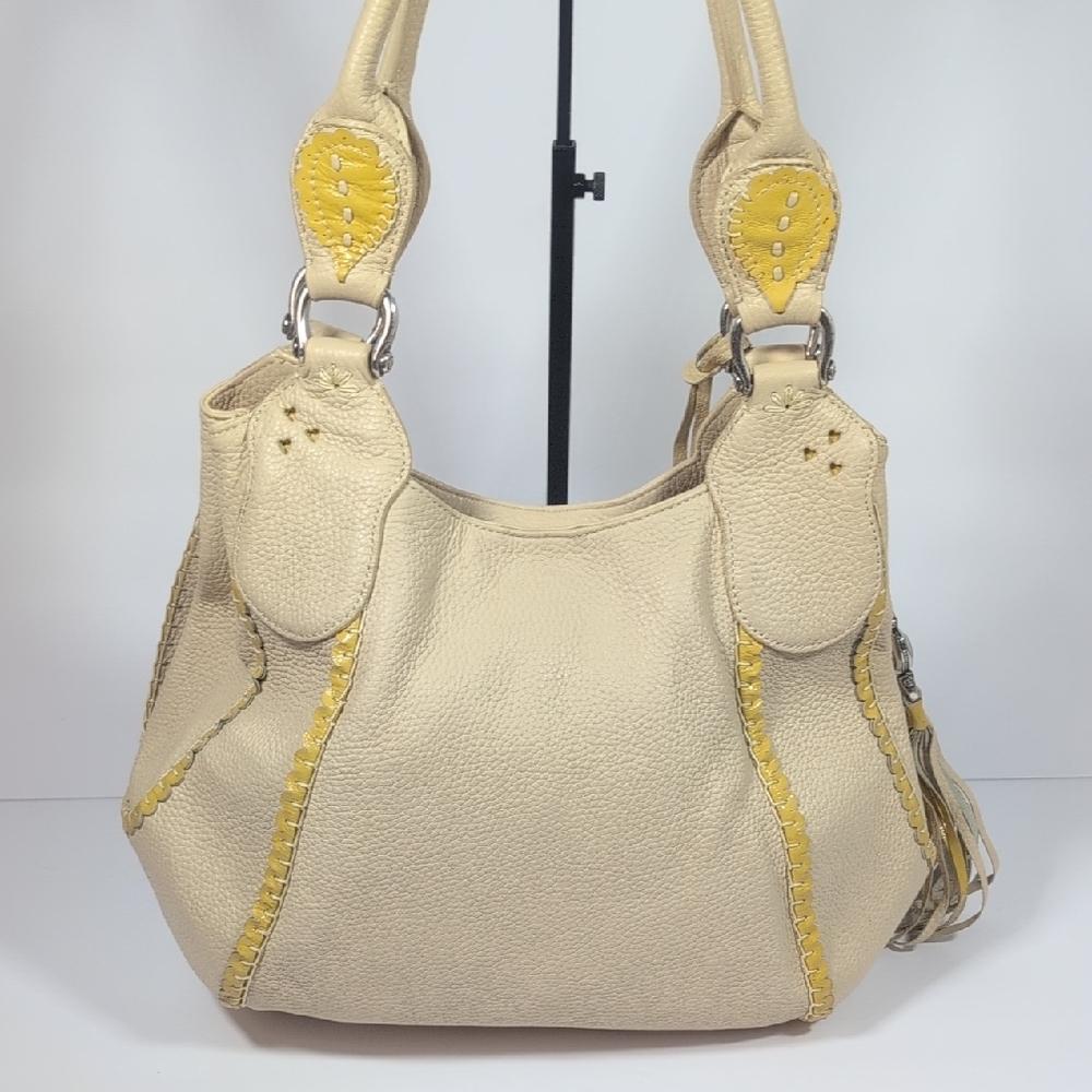 Brighton Melania Leather Cream and Yellow Shoulder Bag - Picture 4 of 14